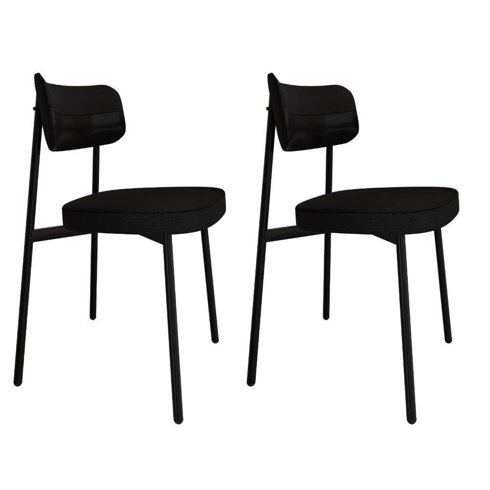 Cadeira Alloa Fixa C/4 Pés 50 X 44,7 X 83,8 Cm C/2 Un. Corriente Preto/courino Preto Corriente Preto/courino Preto - 1