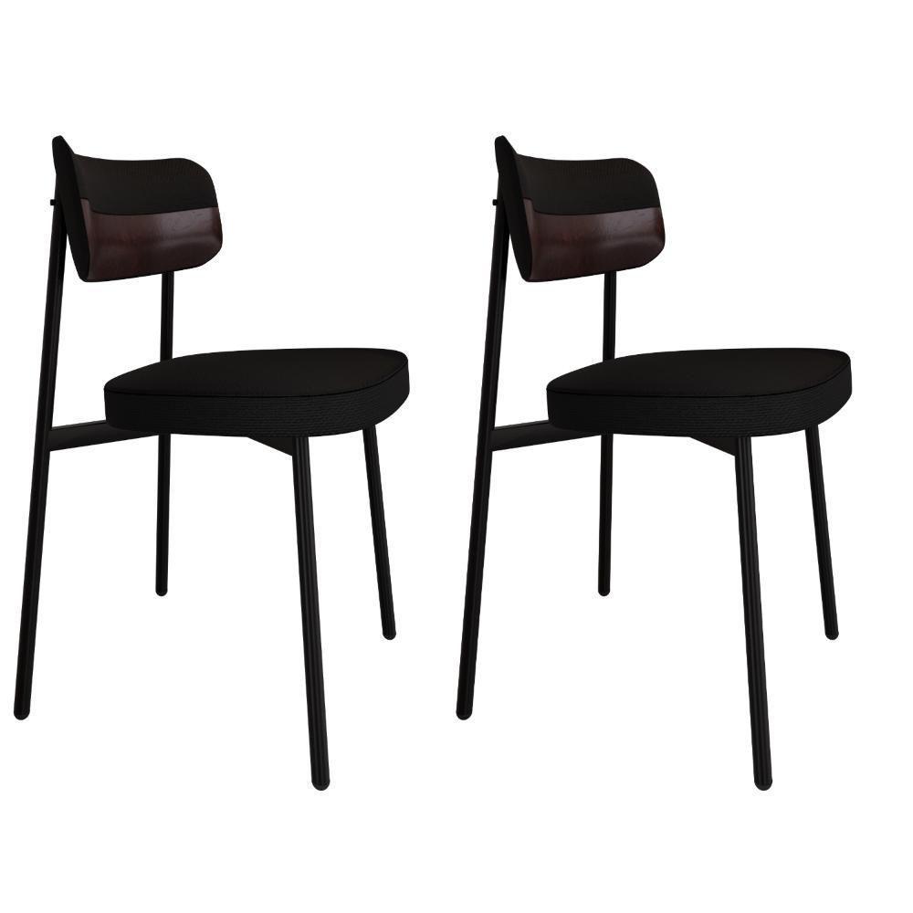 Cadeira Alloa Fixa C/4 Pés 50 X 44,7 X 83,8 Cm C/2 Un. Corriente Preto/courino Café Corriente Preto/courino Café - 1