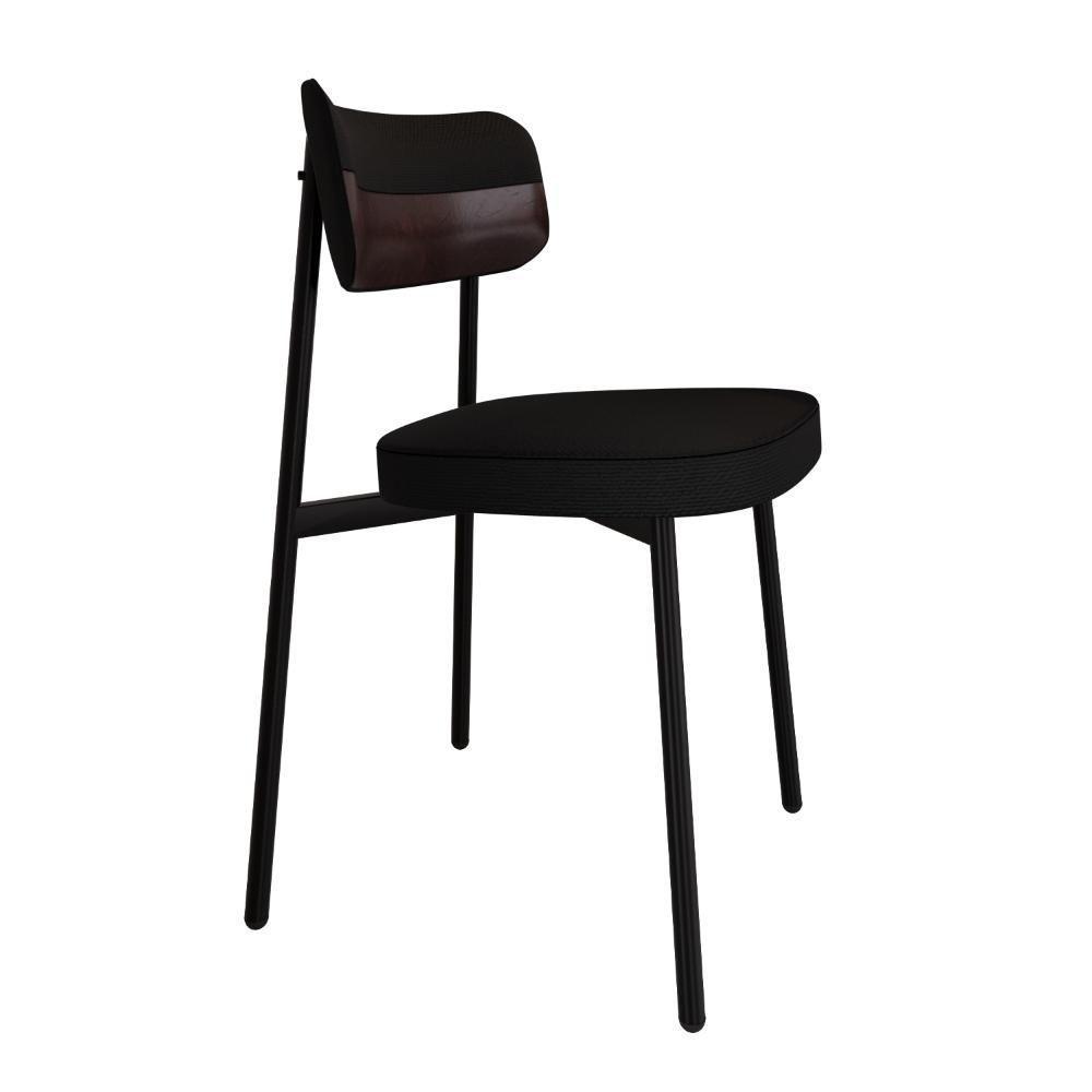 Cadeira Alloa Fixa C/4 Pés 50 X 44,7 X 83,8 Cm C/2 Un. Corriente Preto/courino Café Corriente Preto/courino Café - 2