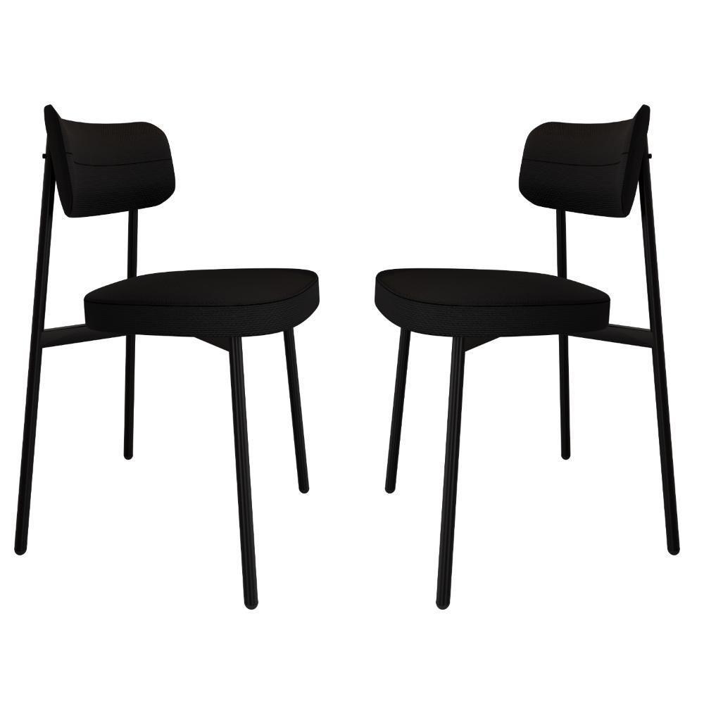 Cadeira Alloa Fixa C/4 Pés 50 X 44,7 X 83,8 Cm C/2 Un. Corriente Preto Corriente Preto - 1