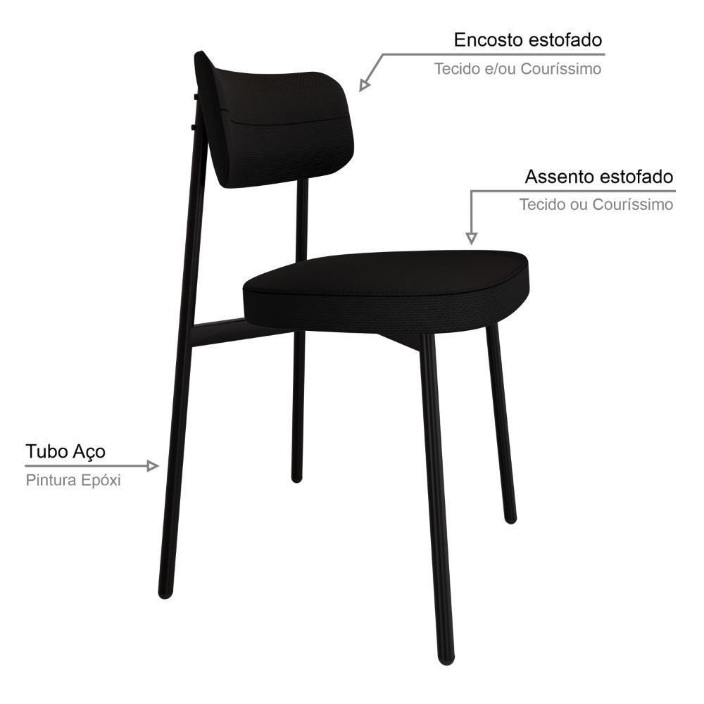 Cadeira Alloa Fixa C/4 Pés 50 X 44,7 X 83,8 Cm C/2 Un. Corriente Preto Corriente Preto - 4