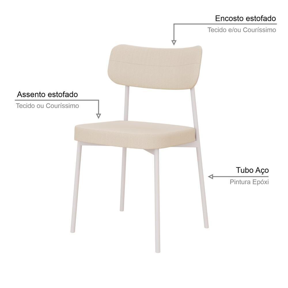 Cadeira Mynna Fixa C/4 Pes 525 X 470 X 790 Mm C/2 Um Pés Brancos. Corriente Areia Corriente Areia - 3