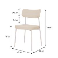 Cadeira Mynna Fixa C/4 Pes 525 X 470 X 790 Mm C/2 Um Pés Brancos. Corriente Areia Corriente Areia - 6