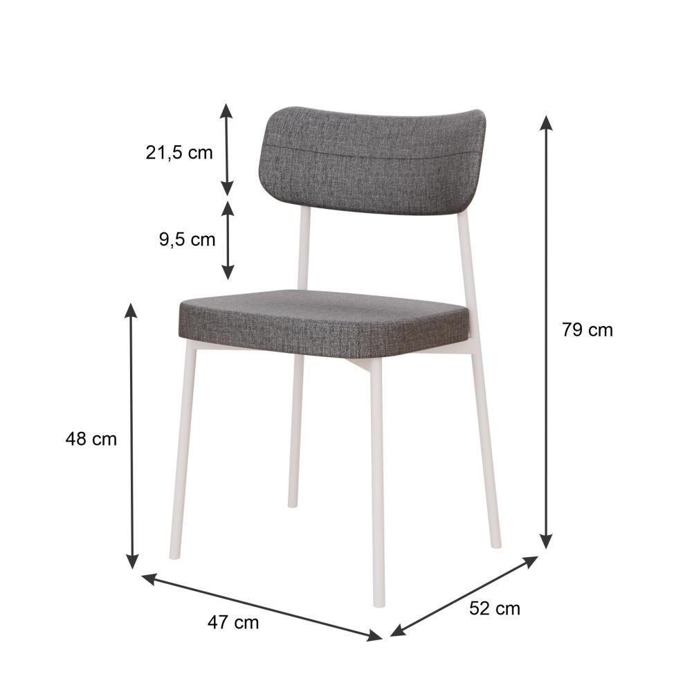 Cadeira Mynna Fixa C/4 Pes 525 X 470 X 790 Mm C/2 Um Pés Brancos. Corriente Cinza Corriente Cinza - 6