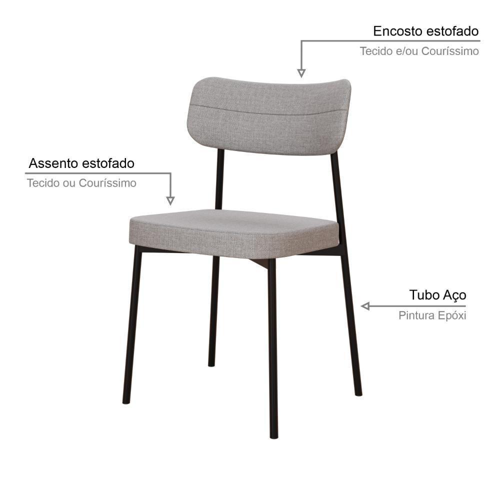 Cadeira Mynna Fixa C/4 Pes 525 X 470 X 790 Mm C/1 Un. Corriente Cinza Claro Corriente Cinza Claro - 3