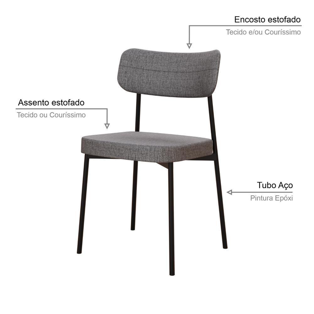 Cadeira Mynna Fixa C/4 Pes 525 X 470 X 790 Mm C/1 Un. Corriente Cinza Corriente Cinza - 3