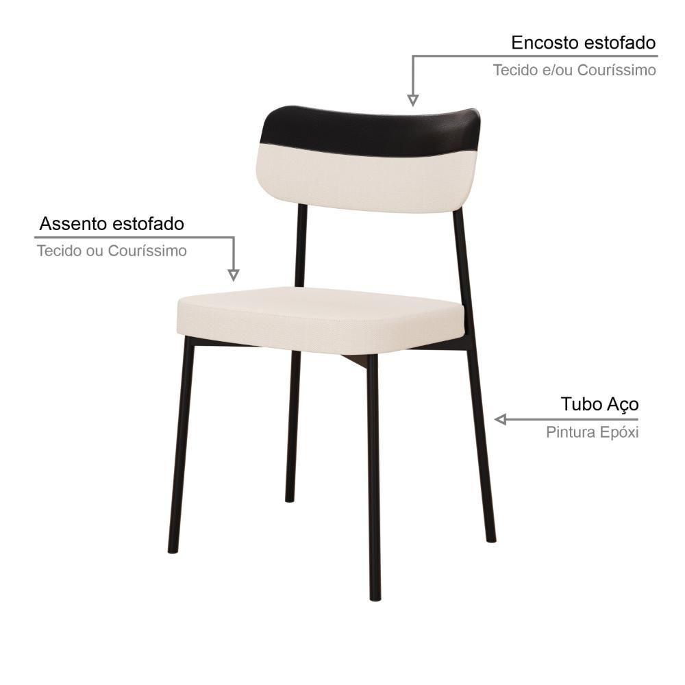 Cadeira Mynna Fixa C/4 Pes 525 X 470 X 790 Mm C/1 Un. Crt.palha/courino Preto Crt Palha/courino Preto - 4