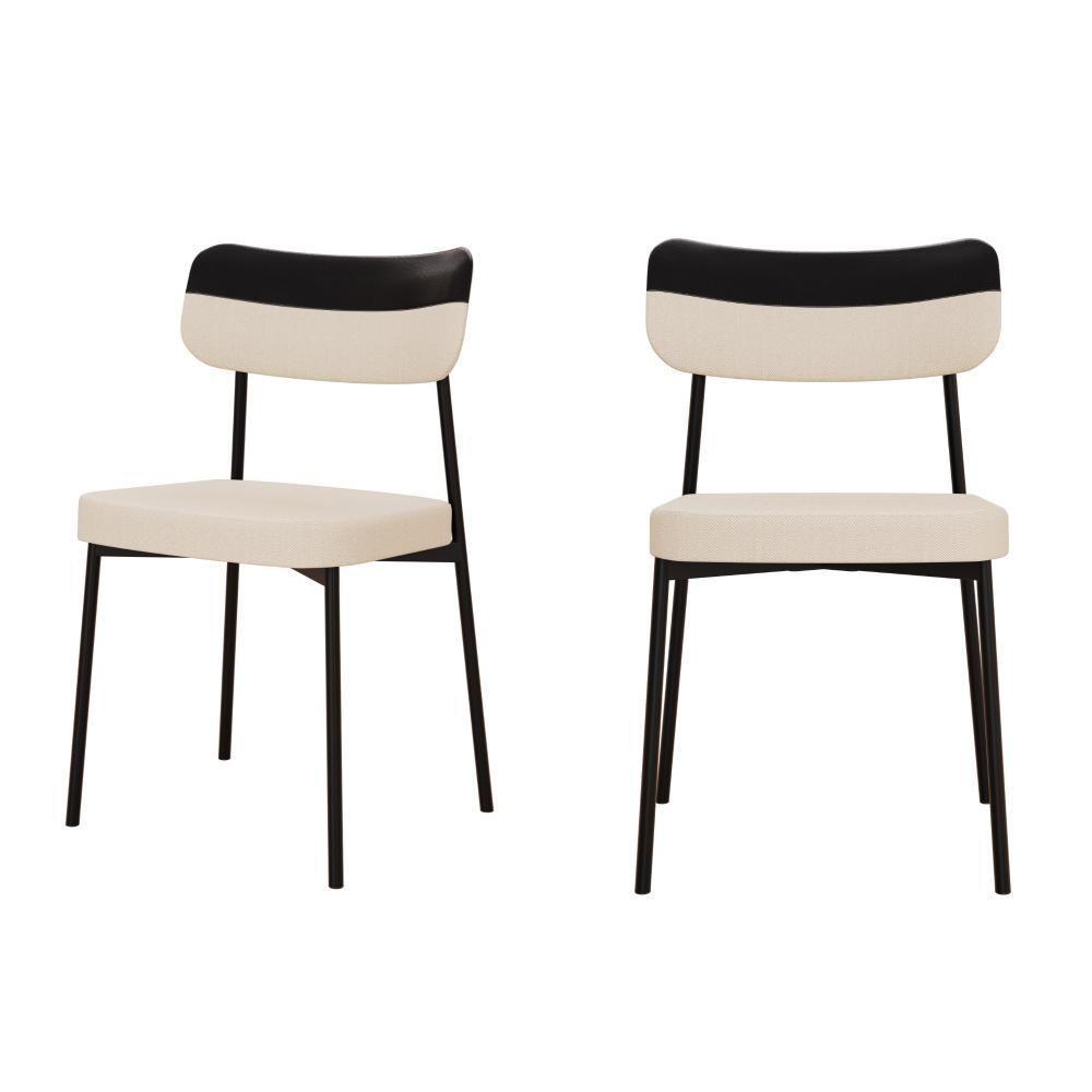 Cadeira Mynna Fixa C/4 Pes 525 X 470 X 790 Mm C/2 Un.crt.areia/courino Preto Crt Areia/courino Preto - 1