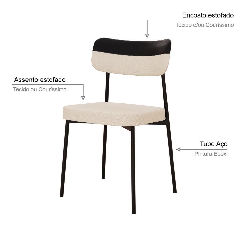 Cadeira Mynna Fixa C/4 Pes 525 X 470 X 790 Mm C/2 Un.crt.areia/courino Preto Crt Areia/courino Preto - 3