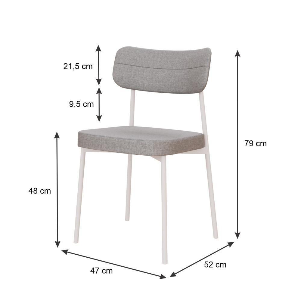 Cadeira Mynna Fixa C/4 Pes 525 X 470 X 790 Mm C/2 Um Pés Brancos. Corriente Cinza Claro Corriente Cinza Claro - 6