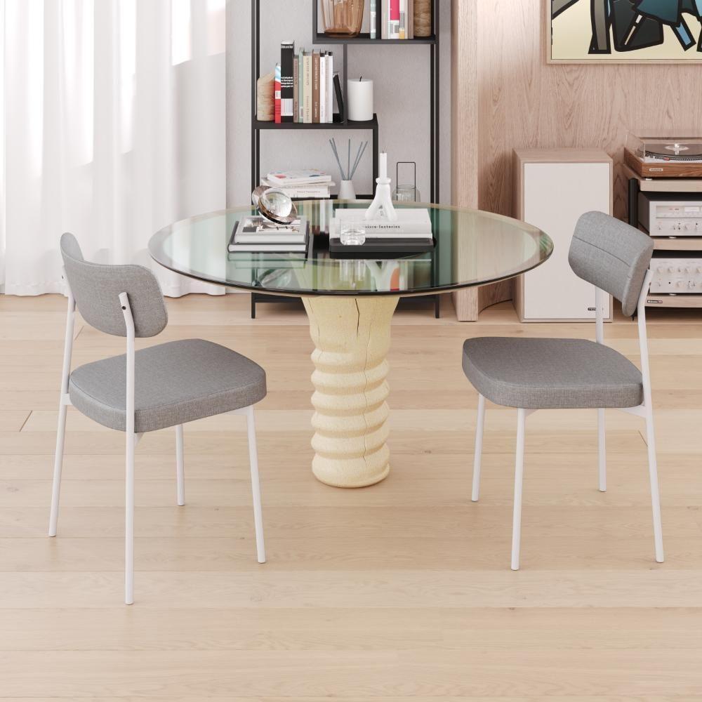 Cadeira Mynna Fixa C/4 Pes 525 X 470 X 790 Mm C/1 Un Pés Brancos. Corriente Cinza Claro Corriente Cinza Claro - 2