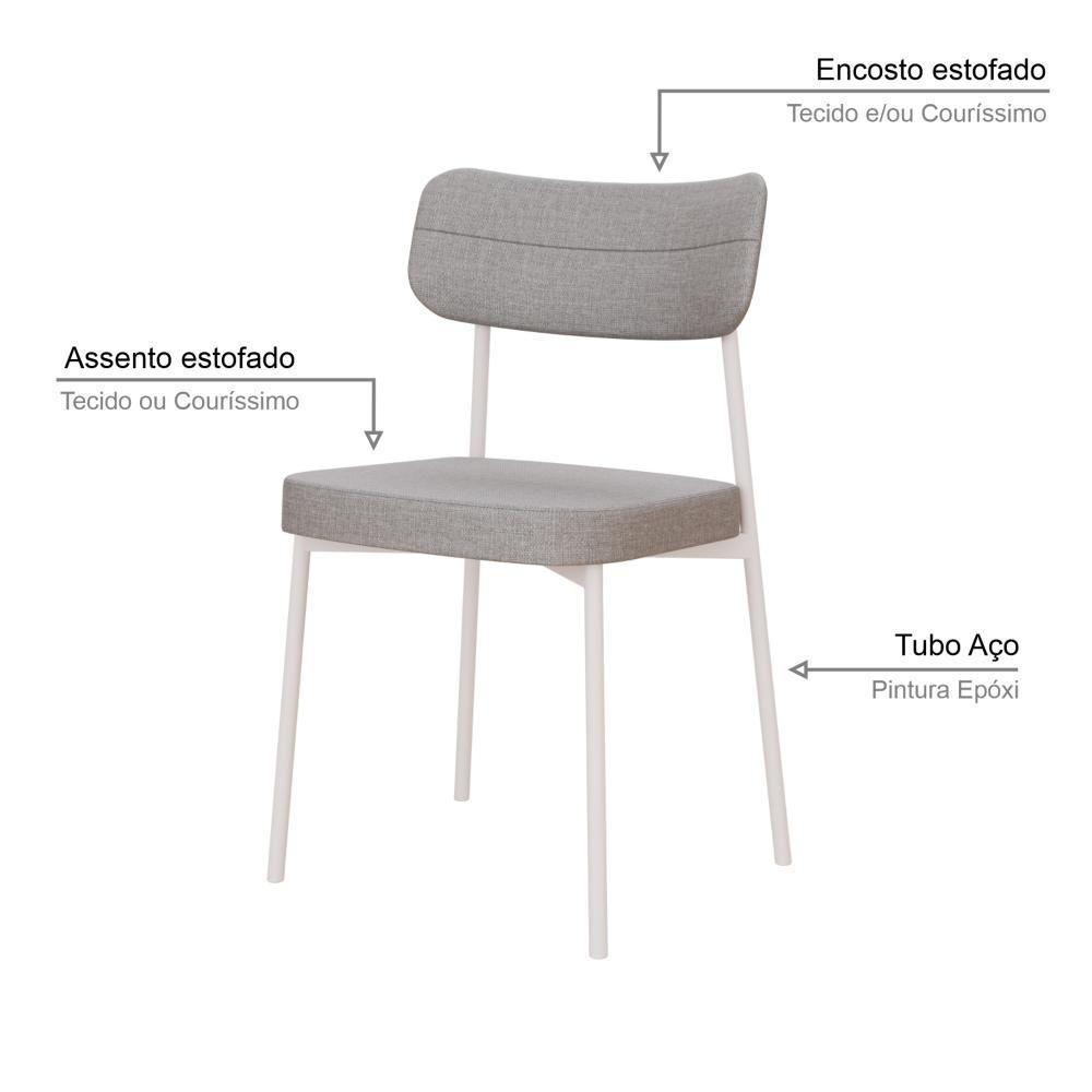 Cadeira Mynna Fixa C/4 Pes 525 X 470 X 790 Mm C/1 Un Pés Brancos. Corriente Cinza Claro Corriente Cinza Claro - 3
