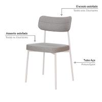 Cadeira Mynna Fixa C/4 Pes 525 X 470 X 790 Mm C/1 Un Pés Brancos. Corriente Cinza Claro Corriente Cinza Claro - 3