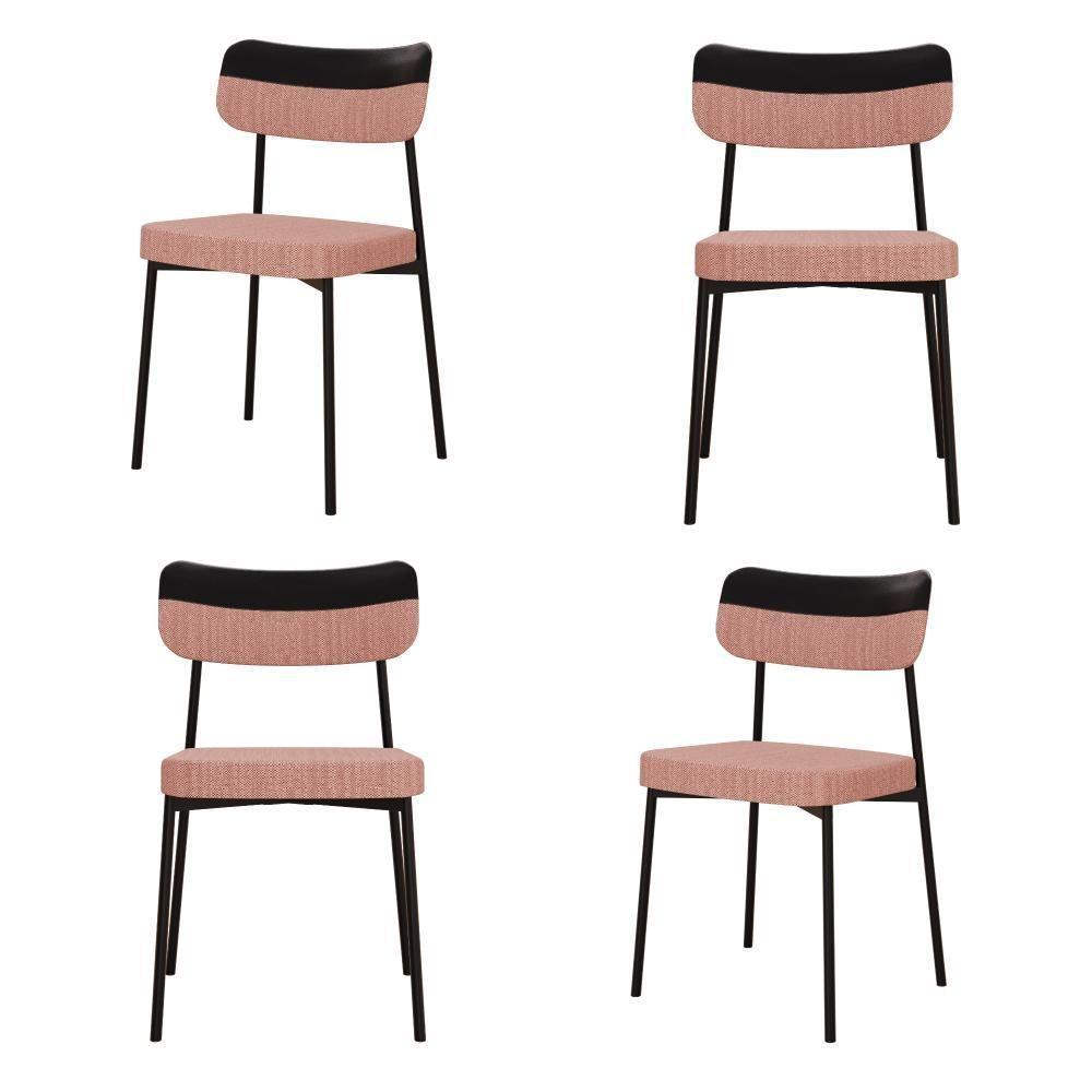 Cadeira Mynna Fixa C/4 Pes 525 X 470 X 790 Mm C/4 Un. Lkd.rosa/courino Preto Linked Rosa/courino Preto - 1