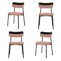 Cadeira Mynna Fixa C/4 Pes 525 X 470 X 790 Mm C/4 Un. Lkd.rosa/courino Preto Linked Rosa/courino Preto - 1