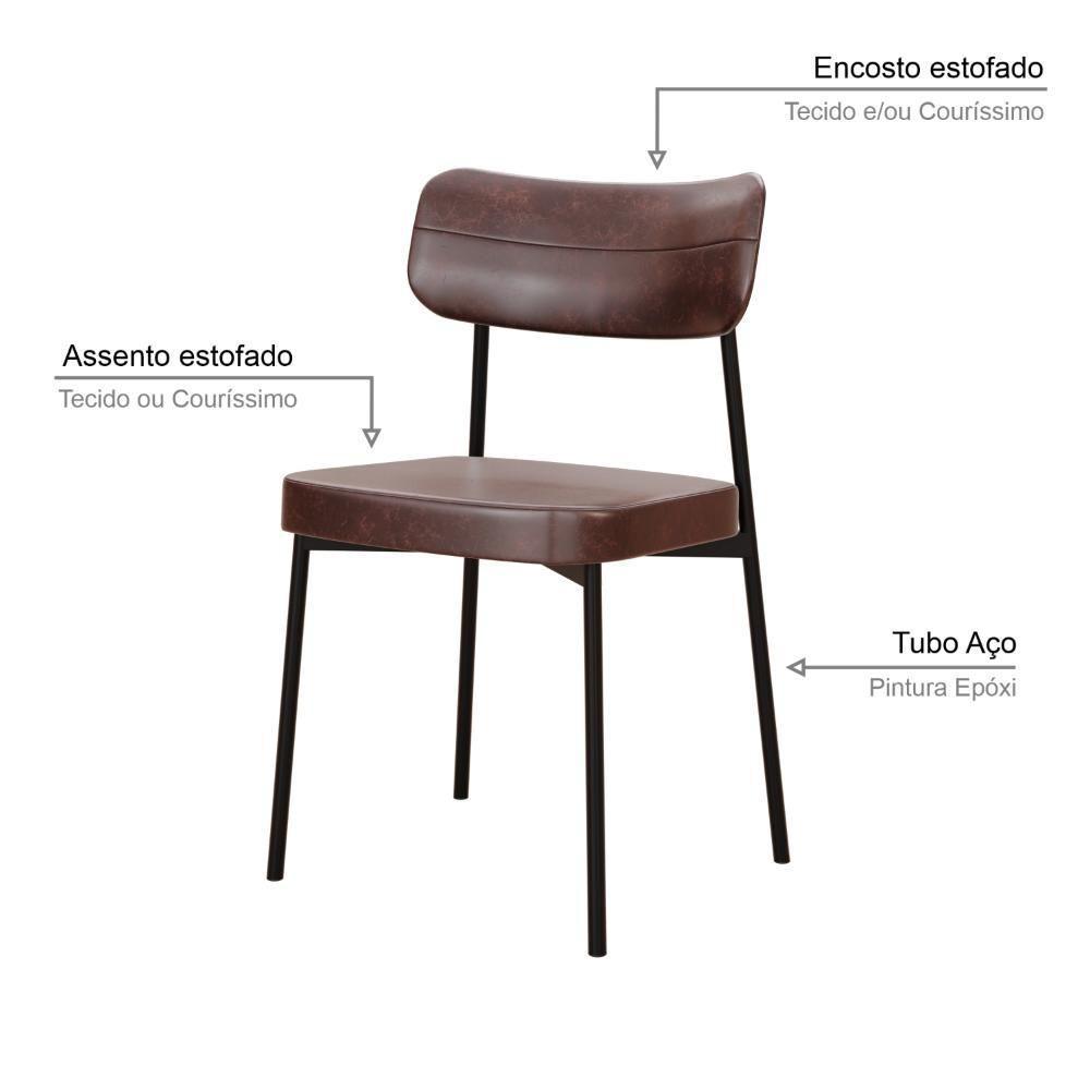 Cadeira Mynna Fixa C/4 Pes 525 X 470 X 790 Mm C/4 Un. Courino Café Courino Café - 3