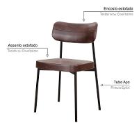 Cadeira Mynna Fixa C/4 Pes 525 X 470 X 790 Mm C/4 Un. Courino Café Courino Café - 3