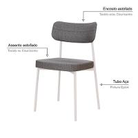 Cadeira Mynna Fixa C/4 Pes 525 X 470 X 790 Mm C/1 Un Pés Brancos. Corriente Cinza Corriente Cinza - 3