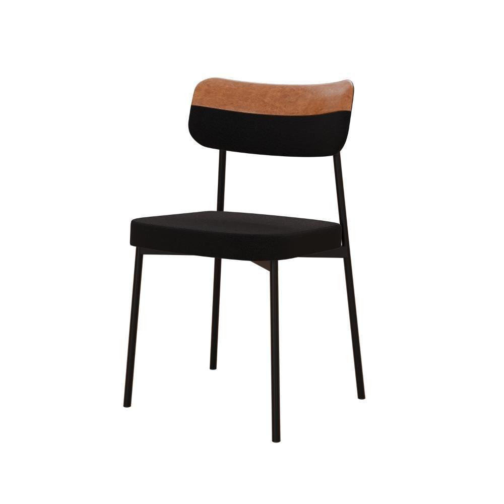 Cadeira Mynna Fixa C/4 Pes 525 X 470 X 790 Mm C/1 Un. Preto/courino Caramelo Preto/courino Caramelo - 1