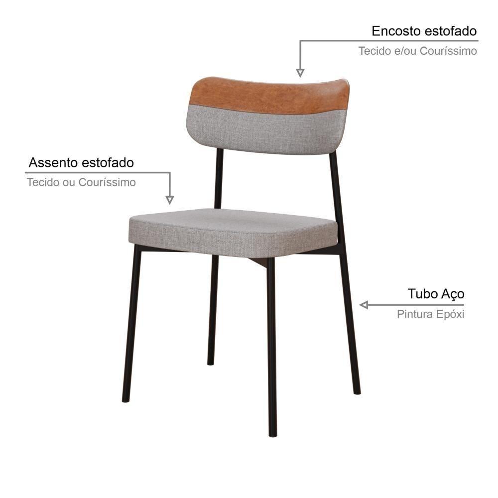 Cadeira Mynna Fixa C/4 Pes 525 X 470 X 790 Mm C/1 Un. Crt.cinza Cl/courino Caramelo Crt Cinza Claro/cn Caramelo - 3