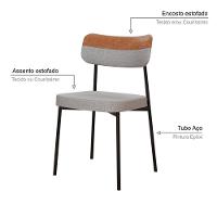 Cadeira Mynna Fixa C/4 Pes 525 X 470 X 790 Mm C/1 Un. Crt.cinza Cl/courino Caramelo Crt Cinza Claro/cn Caramelo - 3