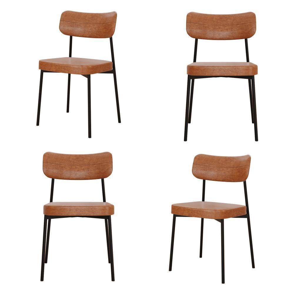Cadeira Mynna Fixa C/4 Pes 525 X 470 X 790 Mm C/4 Un. Courino Caramelo Courino Caramelo - 1