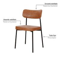 Cadeira Mynna Fixa C/4 Pes 525 X 470 X 790 Mm C/4 Un. Courino Caramelo Courino Caramelo - 3