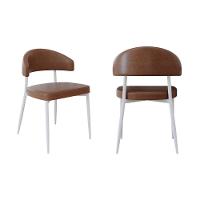 2 Unidades Cadeira Bless Fixa C/4 Pés 53 X 55 X 78cm Pés Brancos. Courino Whisky Courino Whisky - 1