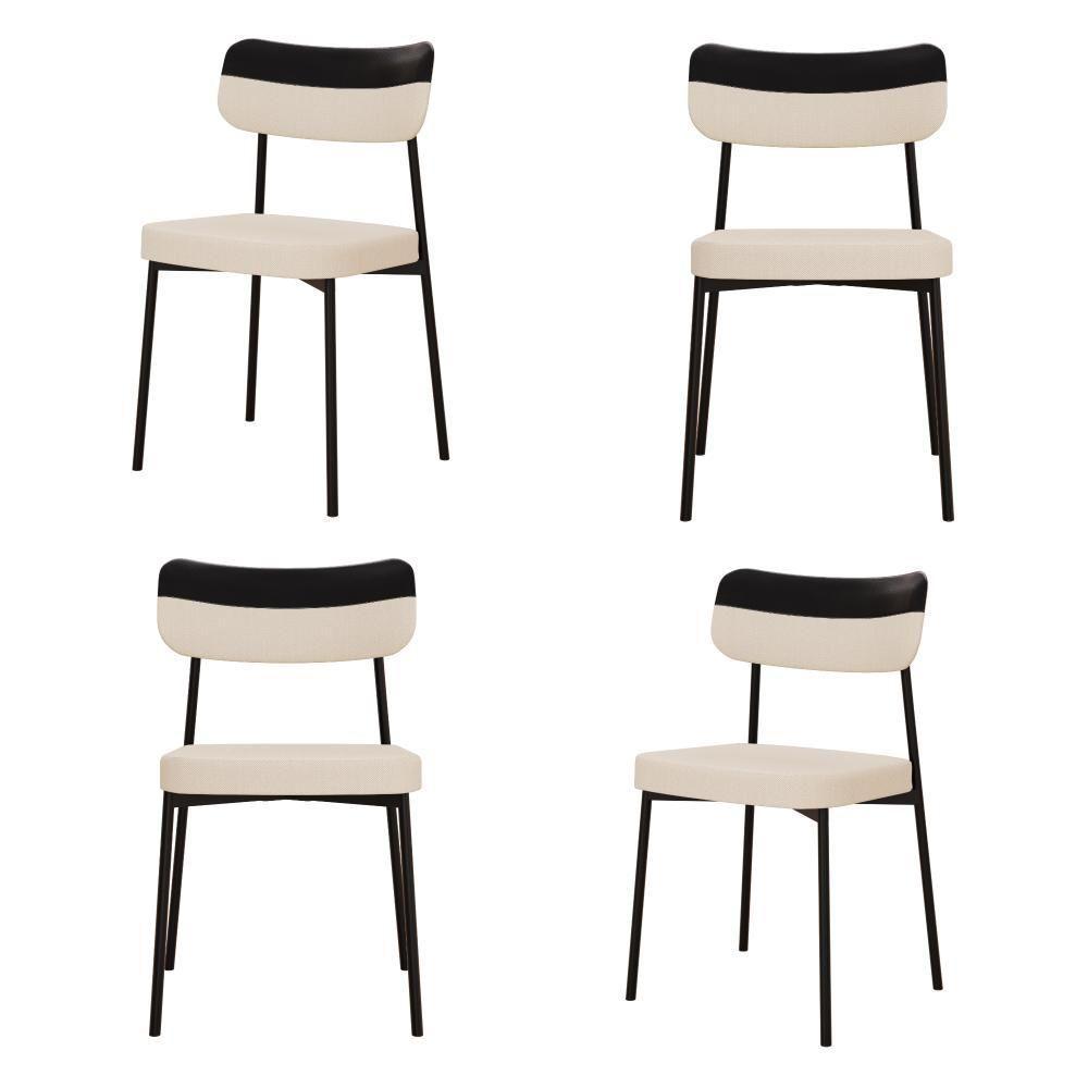 Cadeira Mynna Fixa C/4 Pes 525 X 470 X 790 Mm C/4 Un. Crt.areia/courino Preto Crt Areia/courino Preto - 1