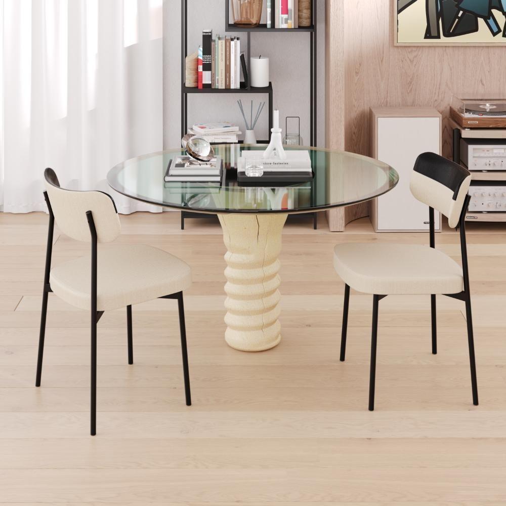 Cadeira Mynna Fixa C/4 Pes 525 X 470 X 790 Mm C/4 Un. Crt.areia/courino Preto Crt Areia/courino Preto - 2