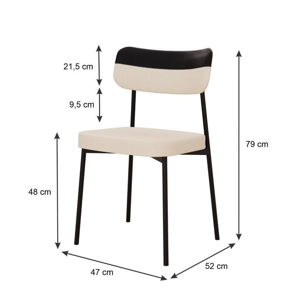 Cadeira Mynna Fixa C/4 Pes 525 X 470 X 790 Mm C/4 Un. Crt.areia/courino Preto Crt Areia/courino Preto - 6
