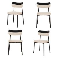 Cadeira Mynna Fixa C/4 Pes 525 X 470 X 790 Mm C/4 Un. Crt.areia/courino Preto Crt Areia/courino Preto - 1