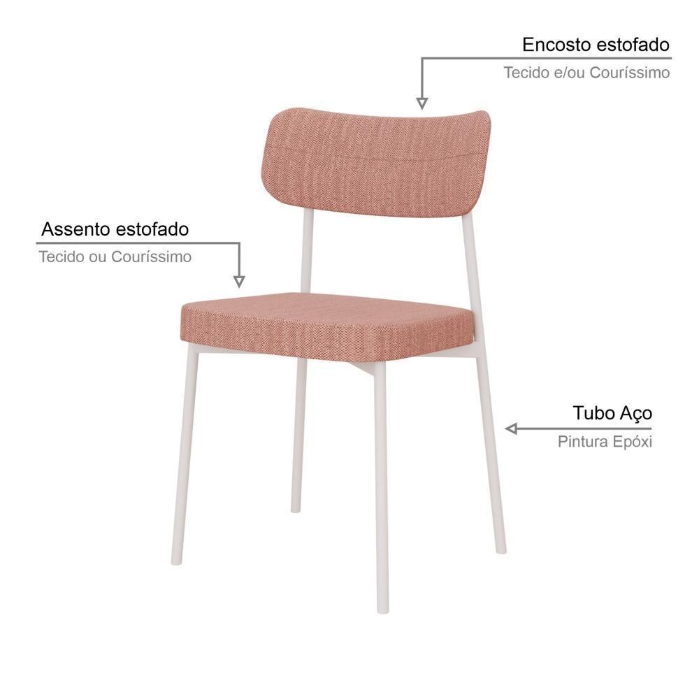 Cadeira Mynna Fixa C/4 Pes 525 X 470 X 790 Mm C/2 Um Pés Brancos. Linked Rosa Linked Rosa - 3