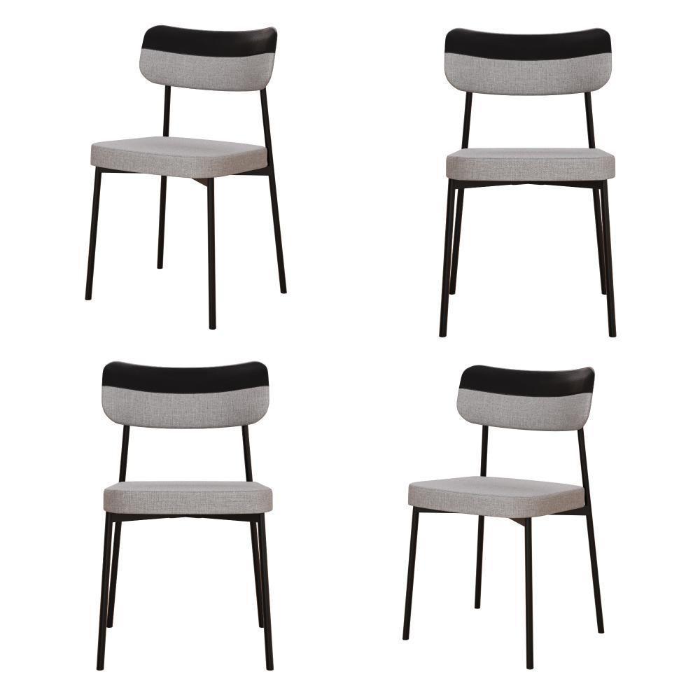 Cadeira Mynna Fixa C/4 Pes 525 X 470 X 790 Mm C/4 Un. Crt.cinza Claro/courino Preto Crt Cinza Claro/courino Preto - 1