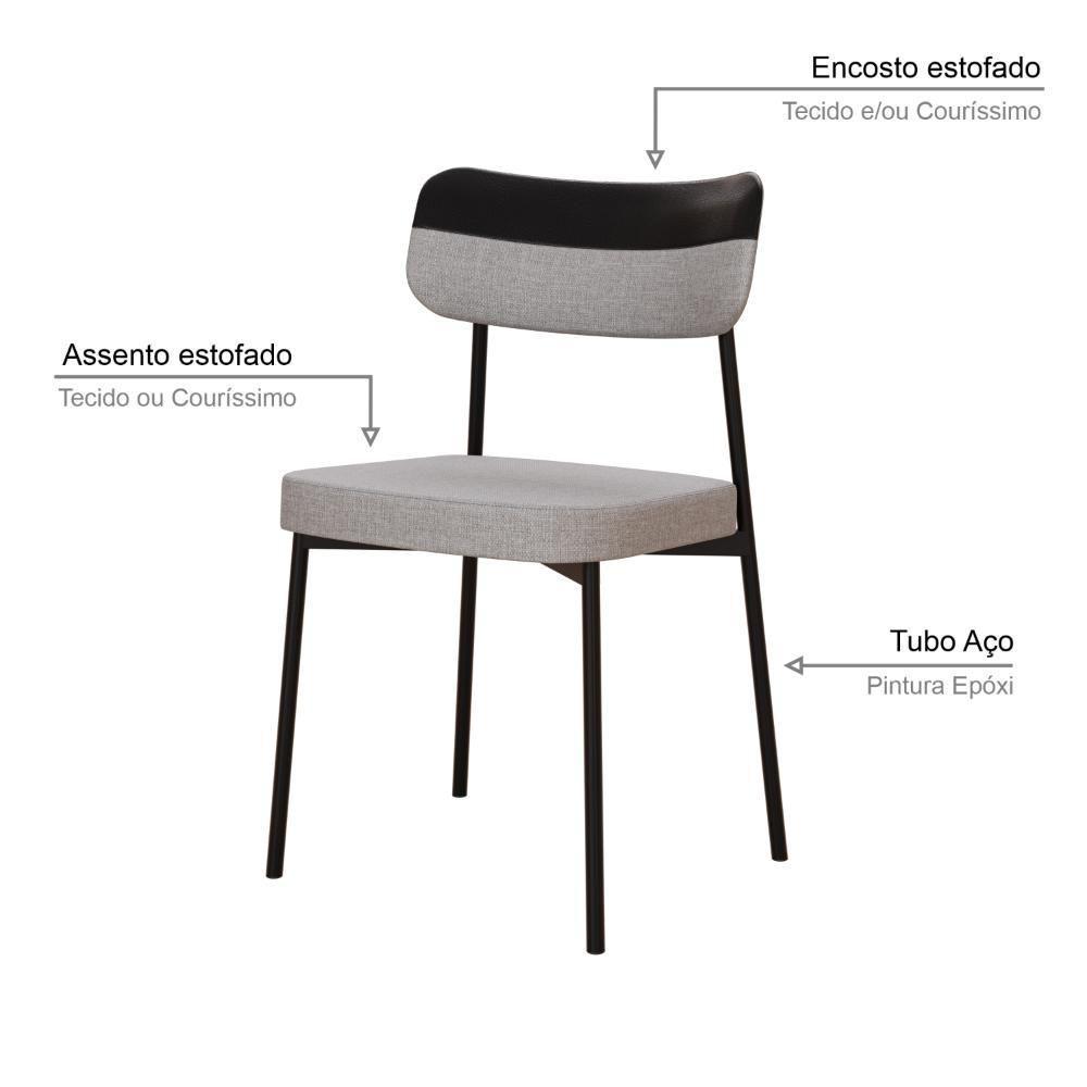 Cadeira Mynna Fixa C/4 Pes 525 X 470 X 790 Mm C/4 Un. Crt.cinza Claro/courino Preto Crt Cinza Claro/courino Preto - 3
