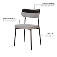 Cadeira Mynna Fixa C/4 Pes 525 X 470 X 790 Mm C/4 Un. Crt.cinza Claro/courino Preto Crt Cinza Claro/courino Preto - 3