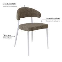 4 Unidades Cadeira Bless Fixa C/4 Pés 53 X 55 X 78cm Pés Brancos. Lautrec Marrom Lautrec Marrom - 3