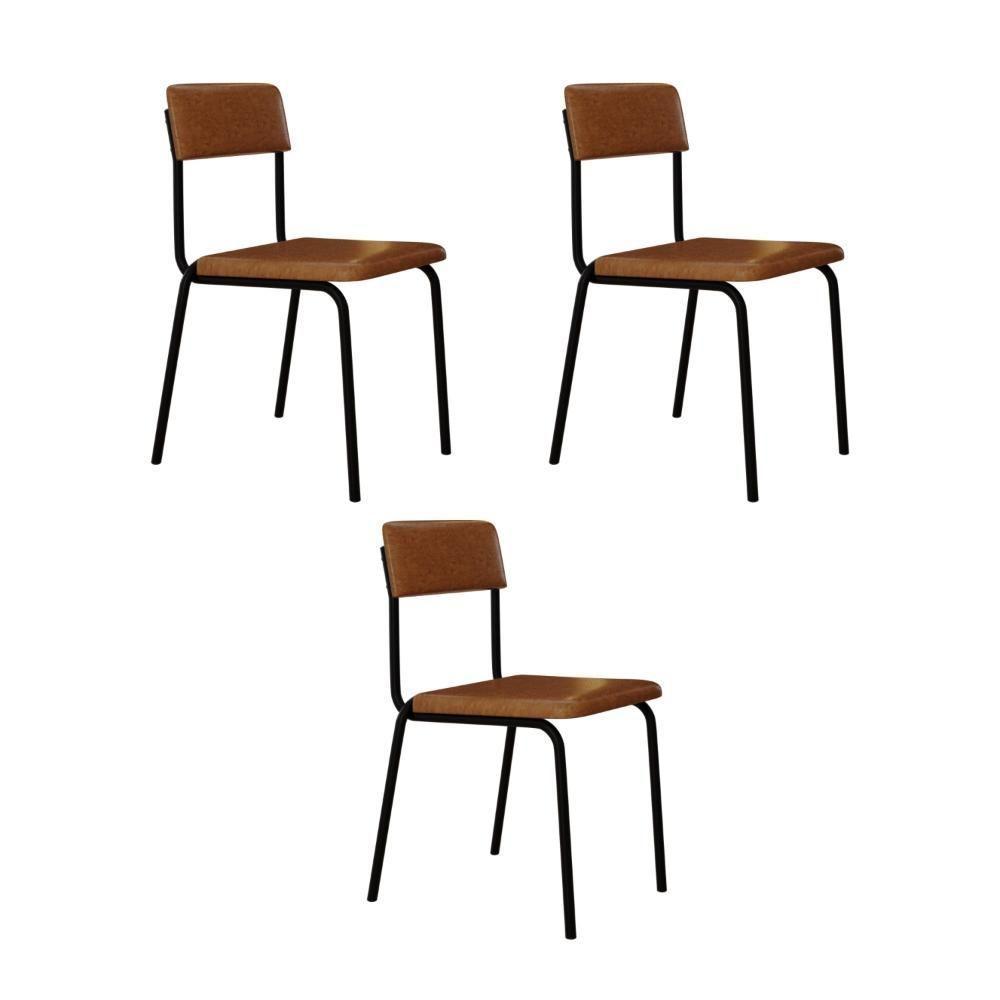 Cadeira Fit Fixa C/4 Pes 475 X 505 X 810 Mm C/3 Un. Courino Caramelo Courino Caramelo - 1