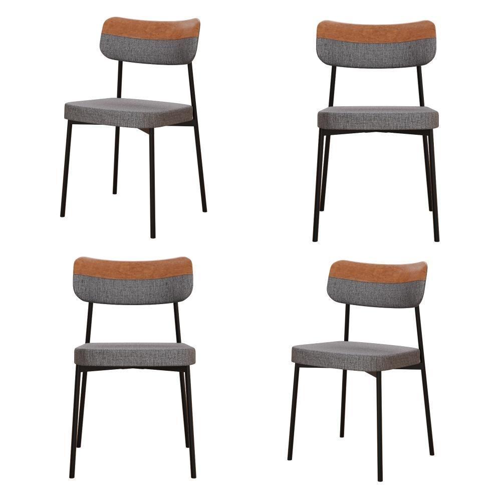 Cadeira Mynna Fixa C/4 Pes 525 X 470 X 790 Mm C/4 Un. Crt.cinza/courino Caramelo Crt.cinza/courino Caramelo - 1