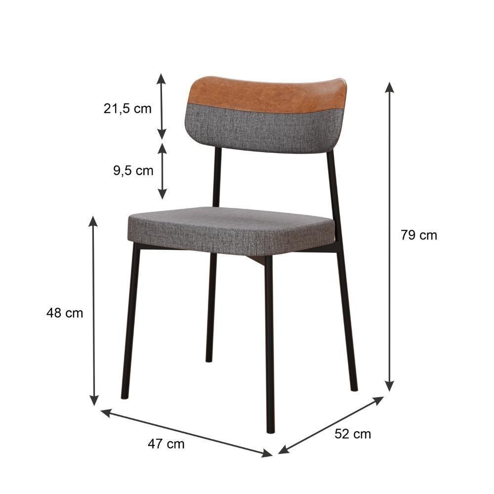 Cadeira Mynna Fixa C/4 Pes 525 X 470 X 790 Mm C/4 Un. Crt.cinza/courino Caramelo Crt.cinza/courino Caramelo - 6