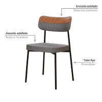 Cadeira Mynna Fixa C/4 Pes 525 X 470 X 790 Mm C/4 Un. Crt.cinza/courino Caramelo Crt.cinza/courino Caramelo - 3