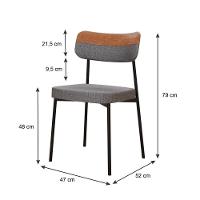 Cadeira Mynna Fixa C/4 Pes 525 X 470 X 790 Mm C/4 Un. Crt.cinza/courino Caramelo Crt.cinza/courino Caramelo - 6