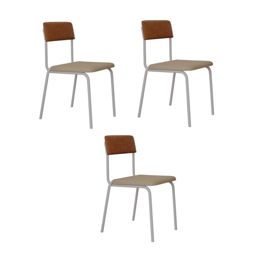 Cadeira Fit Fixa C/4 Pes 475 X 505 X 810 Mm C/3 Un Pés Brancos. Crt.areia/courino Caramelo Crt Areia/courino Caramelo - 1