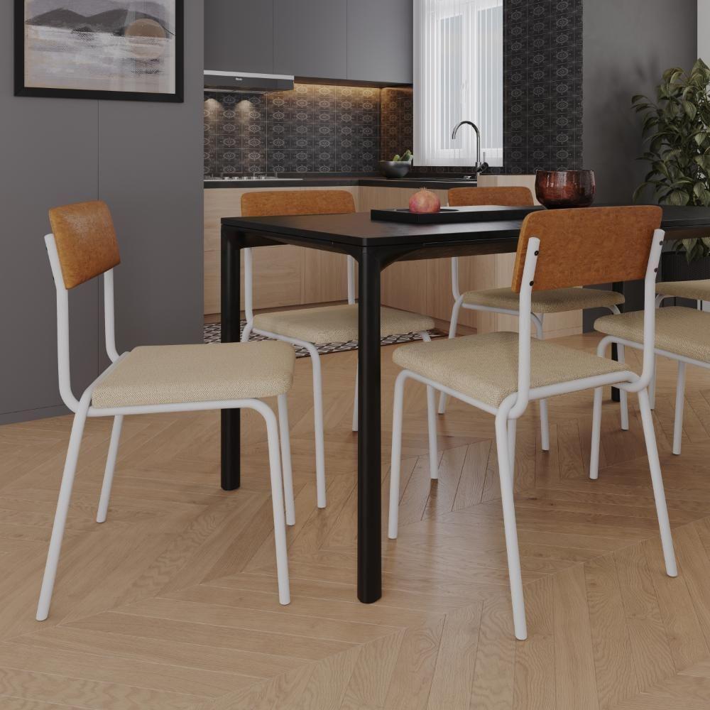 Cadeira Fit Fixa C/4 Pes 475 X 505 X 810 Mm C/3 Un Pés Brancos. Crt.areia/courino Caramelo Crt Areia/courino Caramelo - 2