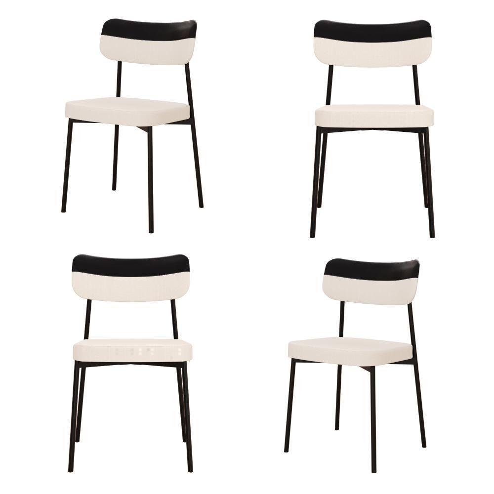 Cadeira Mynna Fixa C/4 Pes 525 X 470 X 790 Mm C/4 Un. Crt.palha/courino Preto Crt Palha/courino Preto - 1