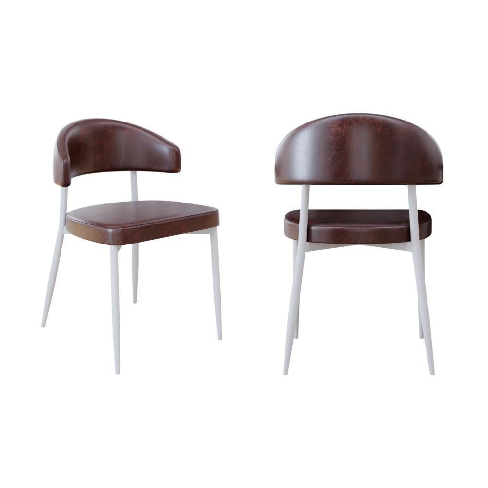 2 Unidades Cadeira Bless Fixa C/4 Pés 53 X 55 X 78cm Pés Brancos. Courino Café Courino Café - 1