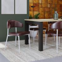 2 Unidades Cadeira Bless Fixa C/4 Pés 53 X 55 X 78cm Pés Brancos. Courino Café Courino Café - 2