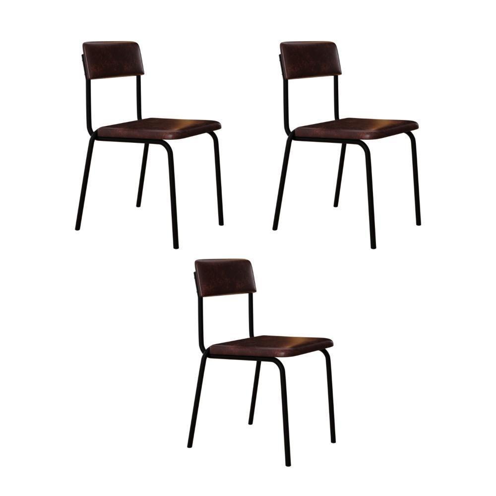 Cadeira Fit Fixa C/4 Pes 475 X 505 X 810 Mm C/3 Un. Courino Café Courino Café - 1