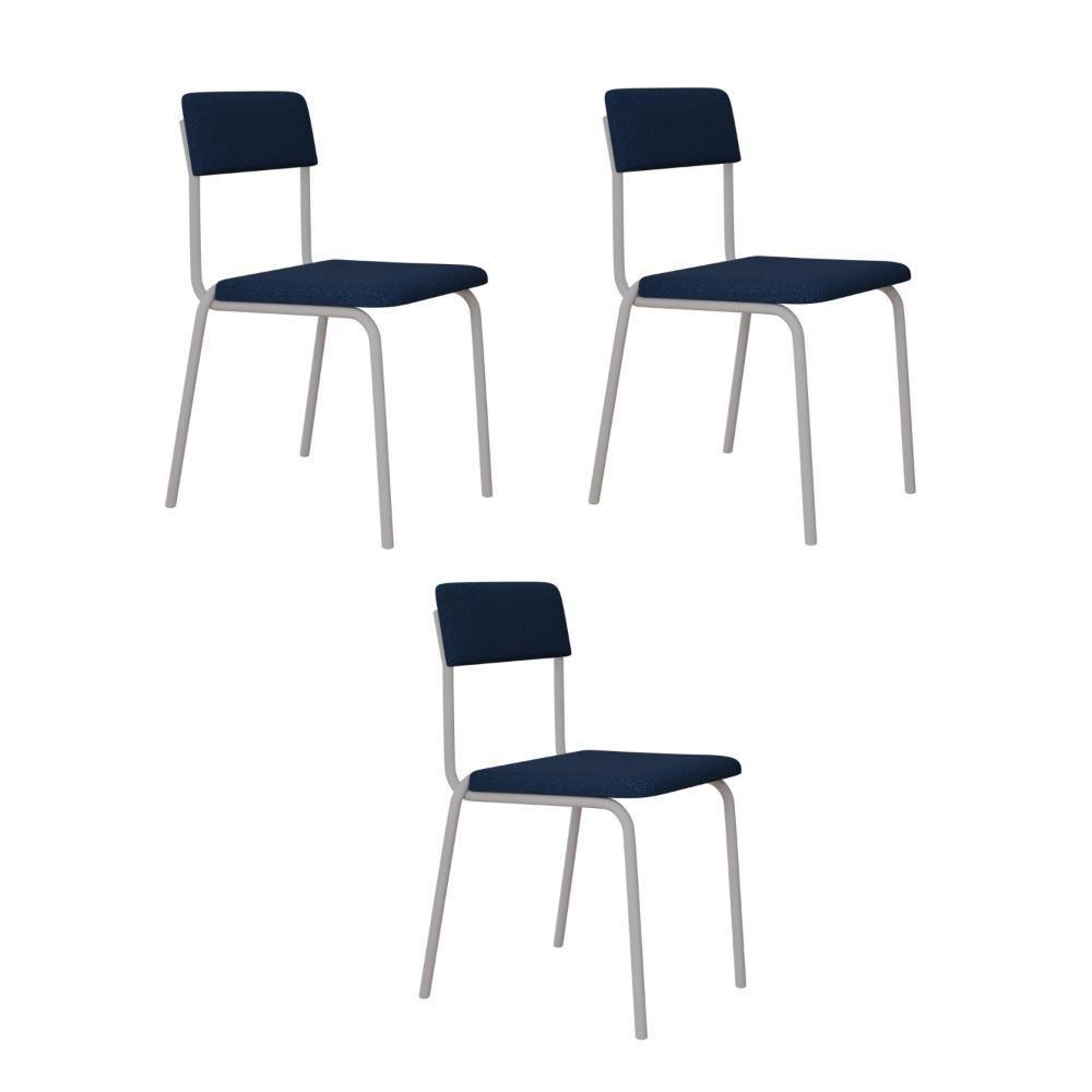 Cadeira Fit Fixa C/4 Pes 475 X 505 X 810 Mm C/3 Un Pés Brancos. Azul Celeste Azul Celeste - 1