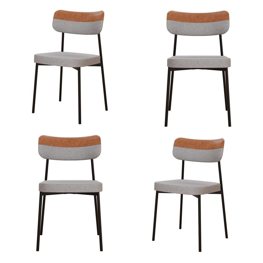 Cadeira Mynna Fixa C/4 Pes 525 X 470 X 790 Mm C/4 Un. Crt.cinza Claro/courino Caramelo Crt Cinza Claro/cn Caramelo - 1